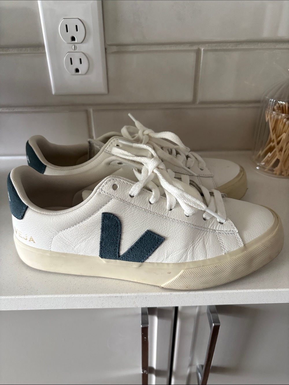 Veja Campo White Sneakers with Blue V